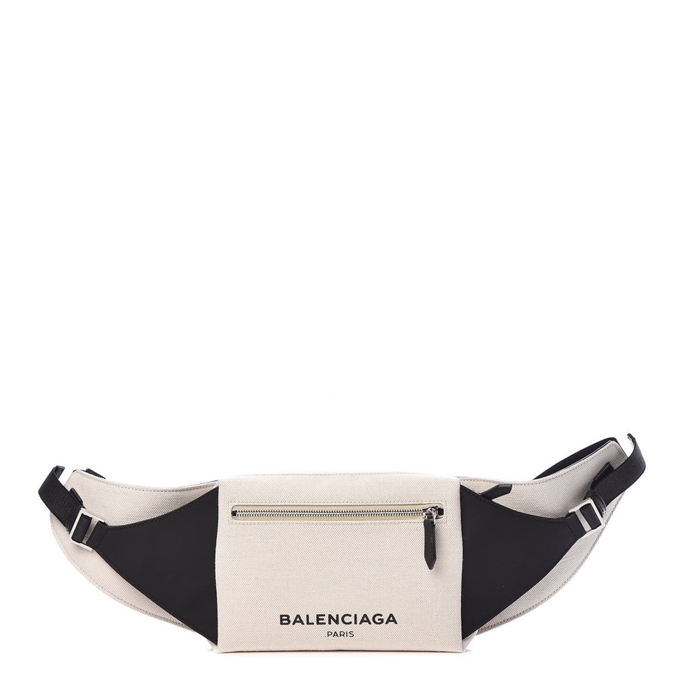 Balenciaga White Navy Neo Lift Canvas Belt Bag
